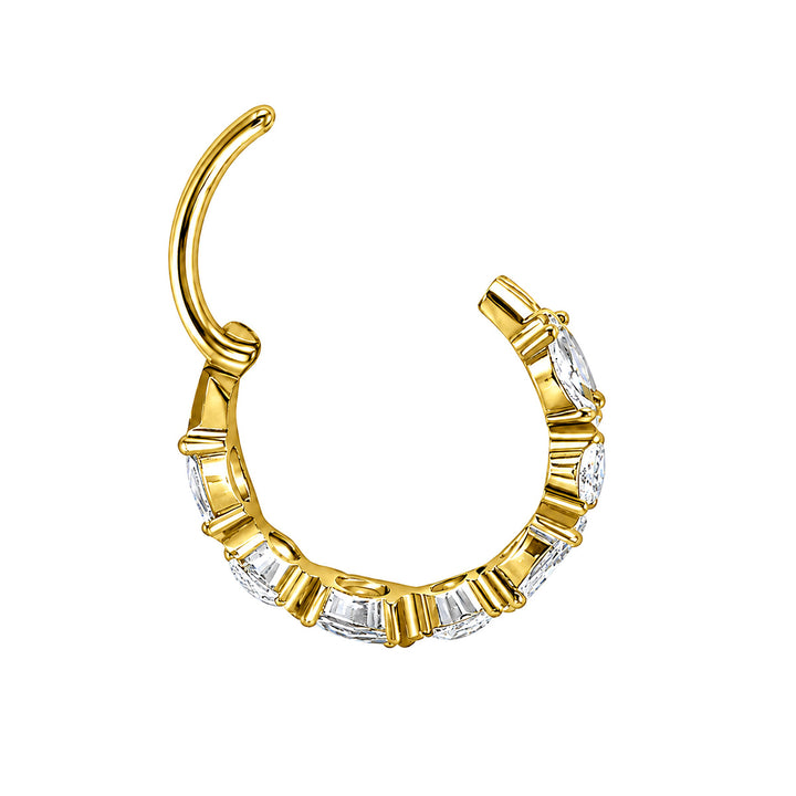 Row of zirconia clickers, gold-plated titanium Piercing Rings 1.2 mm (PVD Titanium G23)