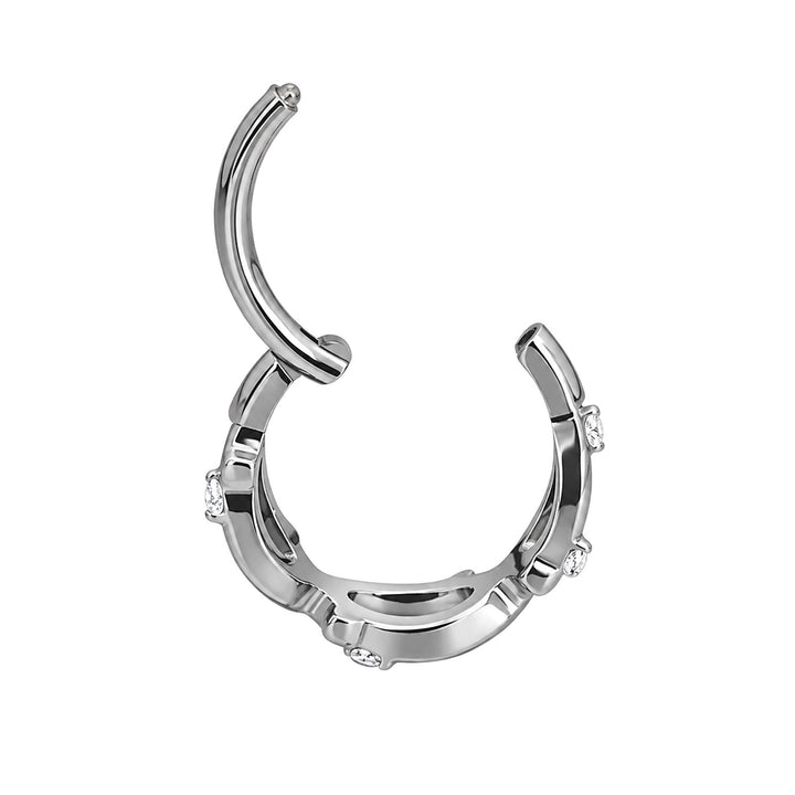 Twistattu zirkonia clicker titaani lävistysrengas 1.2mm (Titaani G23)