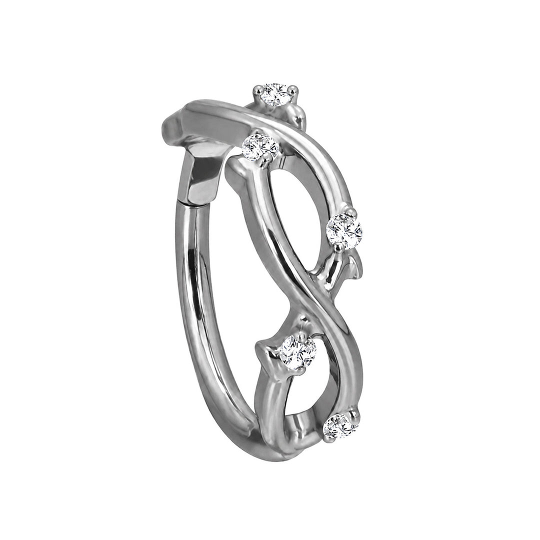 Twistattu zirkonia clicker titaani lävistysrengas 1.2mm (Titaani G23)