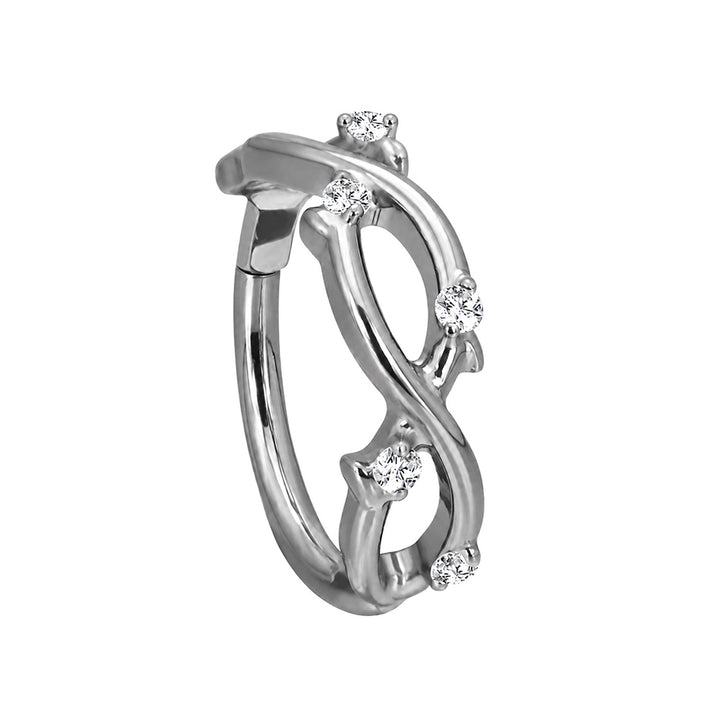 Twistattu zirkonia clicker titaani lävistysrengas 1.2mm (Titaani G23)