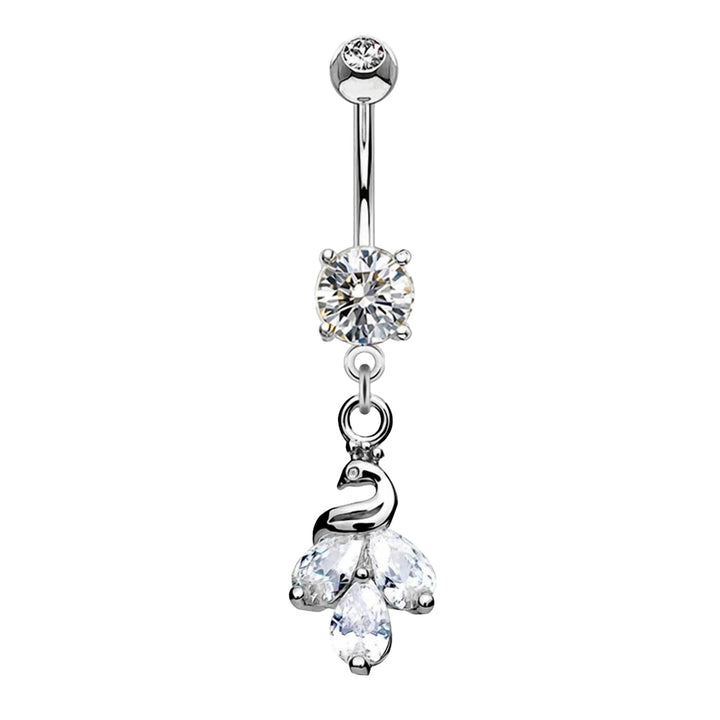 Swan Belly Button Bracelet with Zirconia Stones 1.6mm 10mm (Steel 316L)