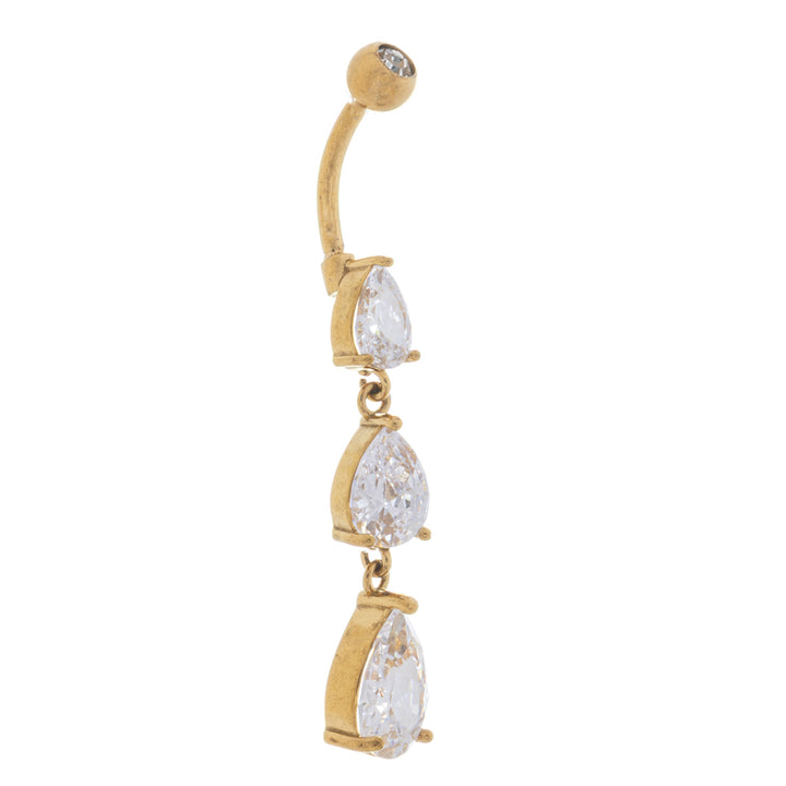 Kolme pisara zirkonia kiveä roikkuva napakoru (Teräs 316L)