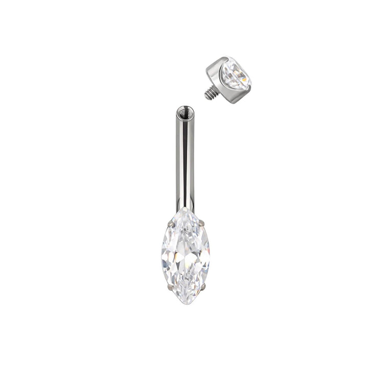 Titanium marquee zirconia stud earring (Titanium G23)