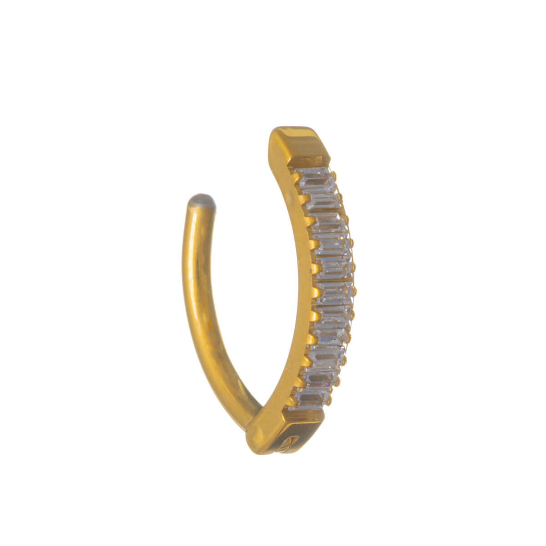 Gold-plated titanium stud earring with zirconia row 1.6 mm (Clicker, G23)