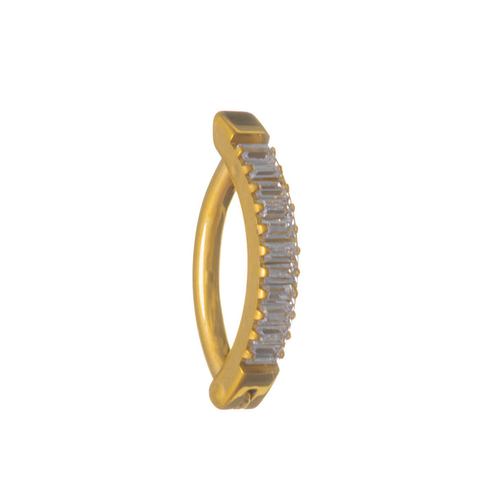 Gold-plated titanium stud earring with zirconia row 1.6 mm (Clicker, G23)