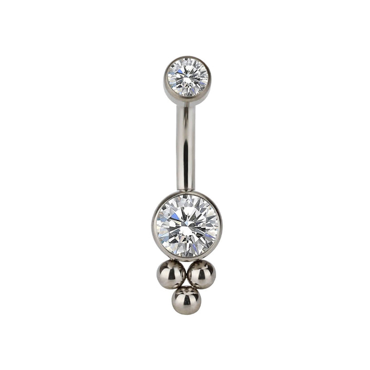 Titanium stud earring with 2 clear zirconia stones (G23 Titanium)
