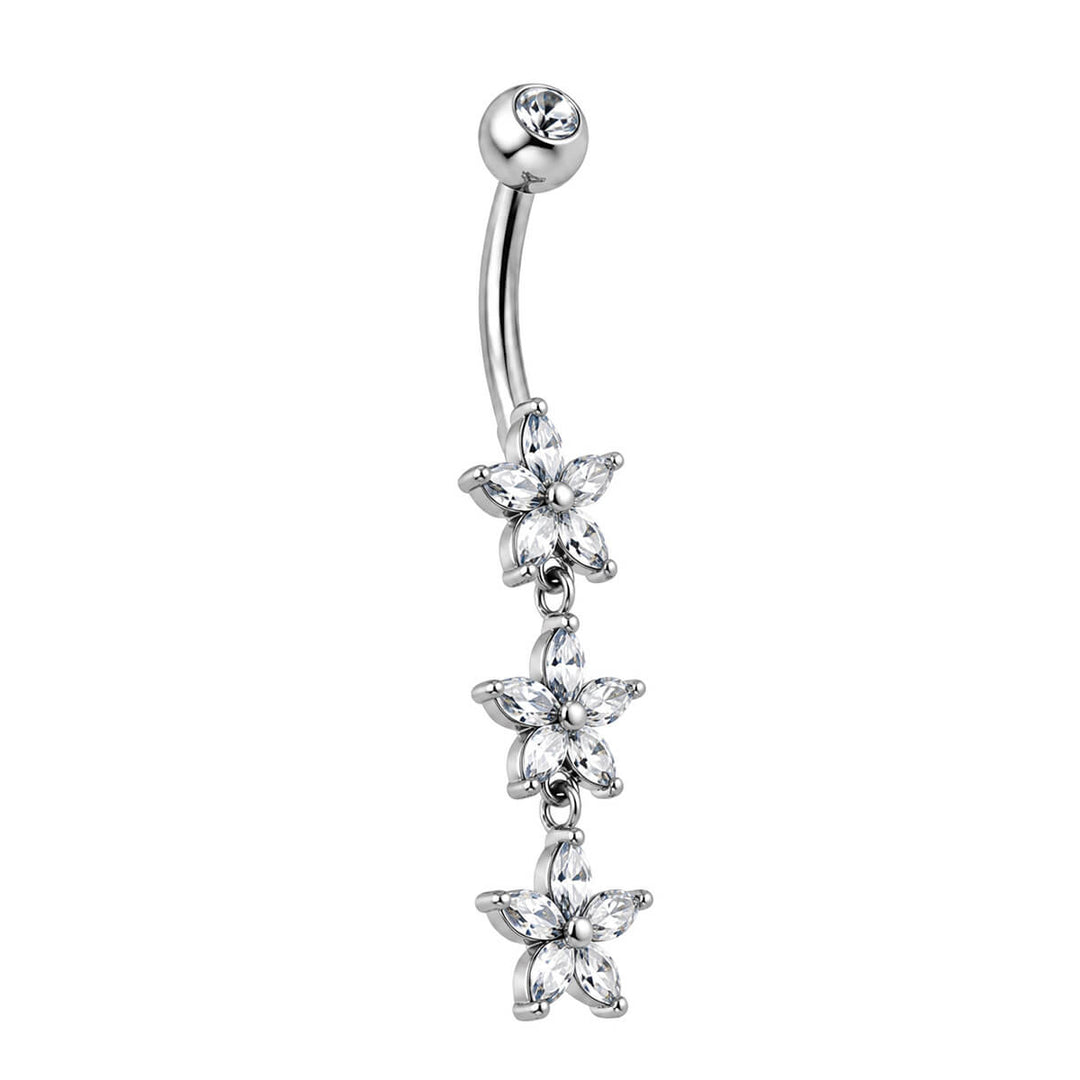 Dangle earrings with three zirconia stones (316L stainless steel)