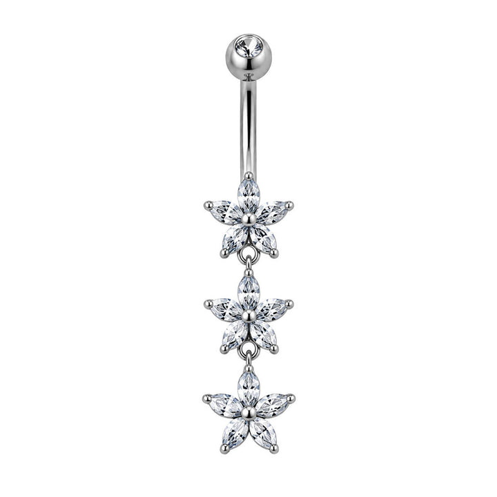 Dangle earrings with three zirconia stones (316L stainless steel)