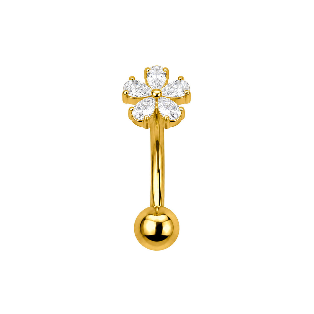 Kultainen Titaani floating-napakoru zirkonia kukka (PVD Titaani G23)