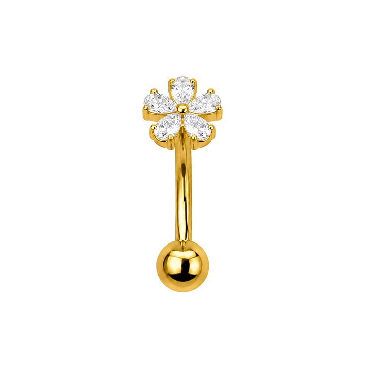 Kultainen Titaani floating-napakoru zirkonia kukka (PVD Titaani G23)