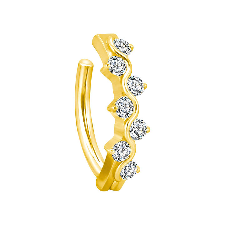 Gold-plated titanium stud earring with zirconia chain (PVD Titanium G23)