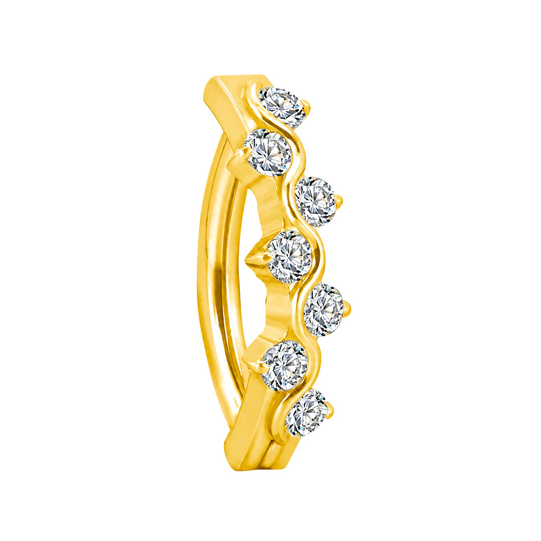 Gold-plated titanium stud earring with zirconia chain (PVD Titanium G23)