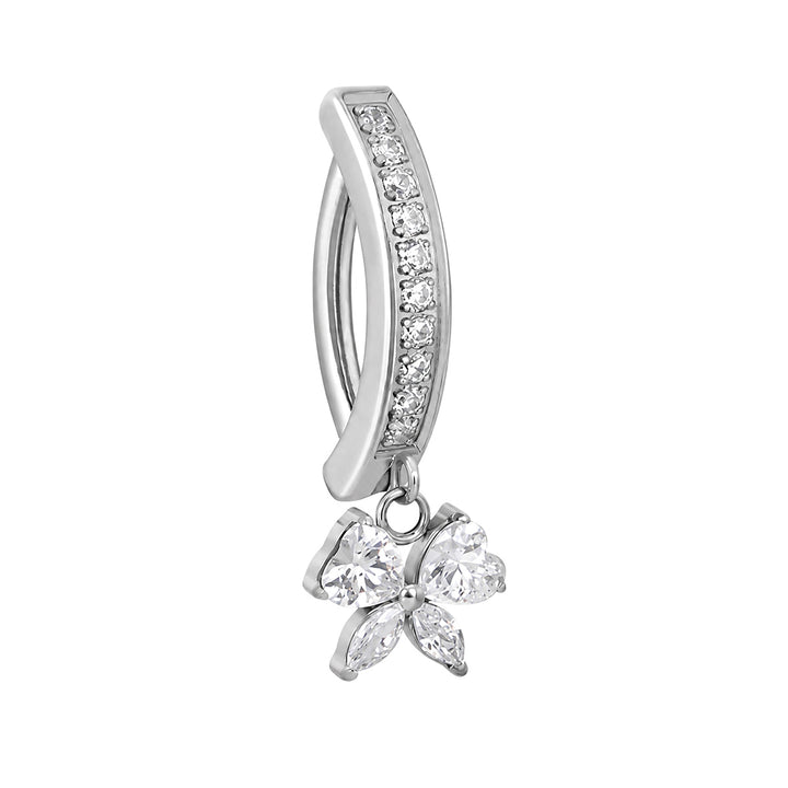 Titanium Clicker Earring with Zirconia Bow Pendant (Titanium G23)