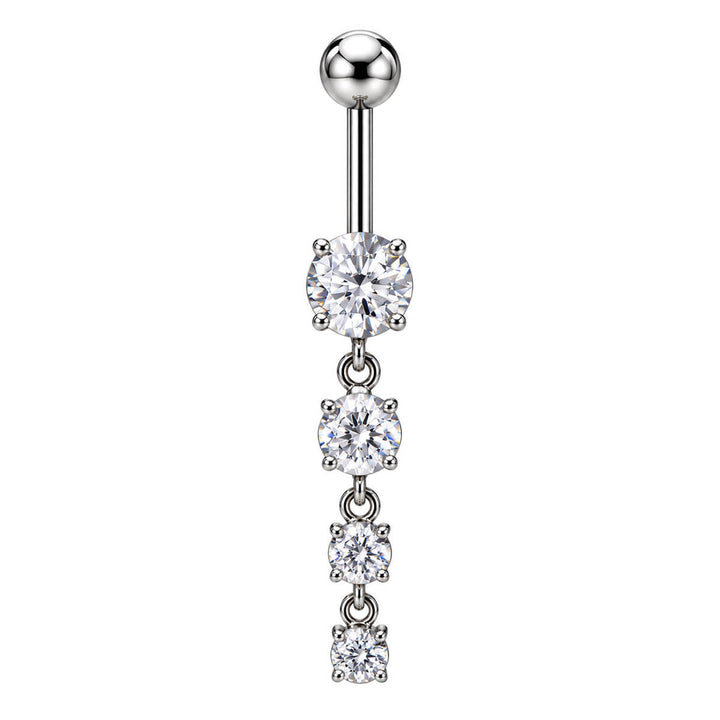 Round Zirconia Stone Pendant Earrings (316L Stainless Steel)