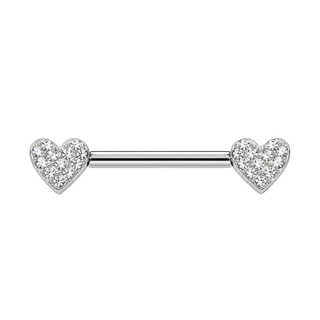 Heart-shaped nipple ring with zirconia stones (Titanium G23)