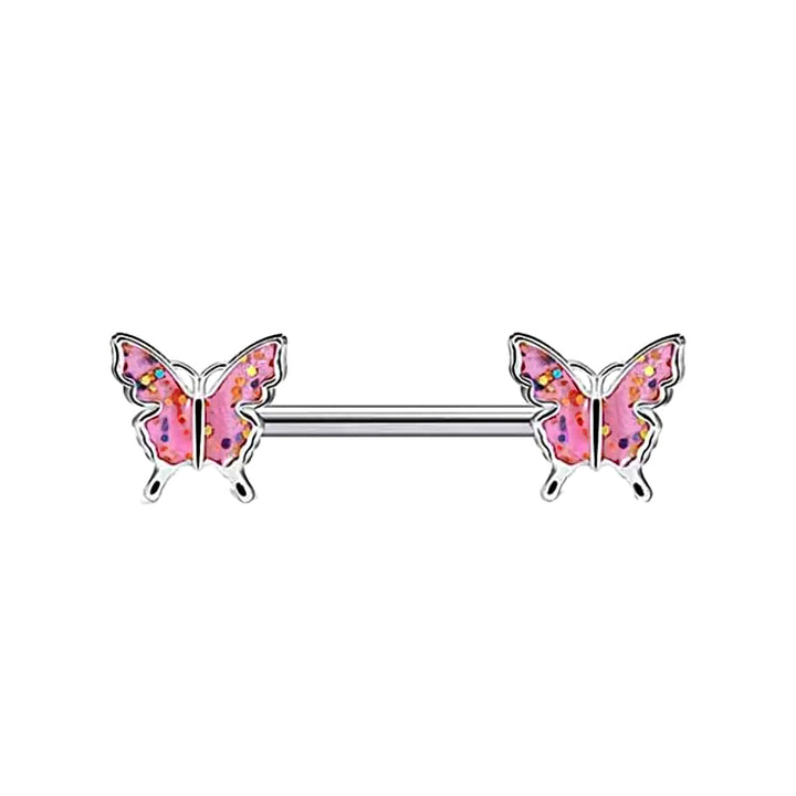 Colourful butterflies nipple bracelet 1.6mm 16mm (Steel 316L)