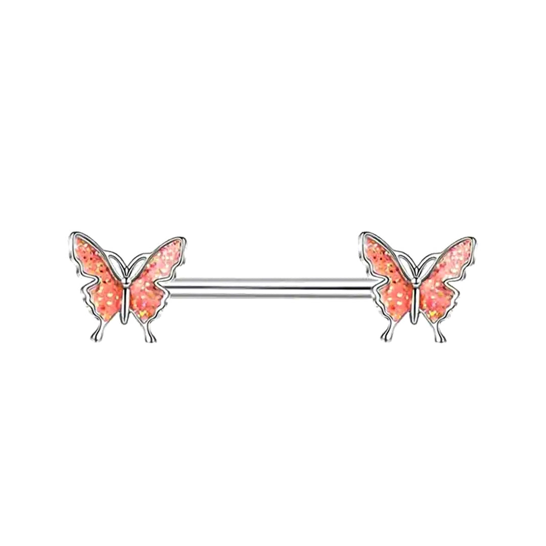 Colourful butterflies nipple bracelet 1.6mm 16mm (Steel 316L)