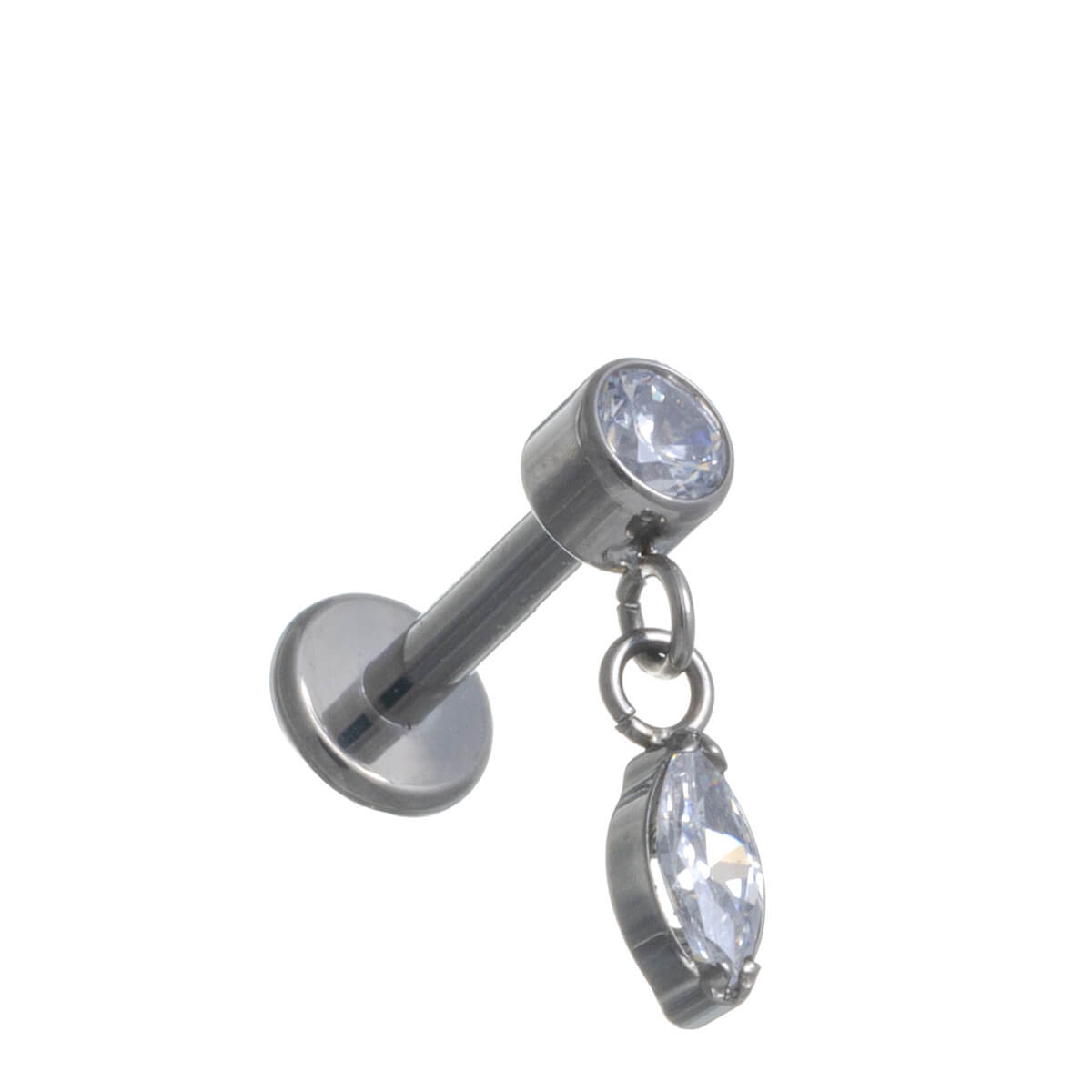 Titanarmband med dinglande zirkonia labret 1,2mm (Titan G23)