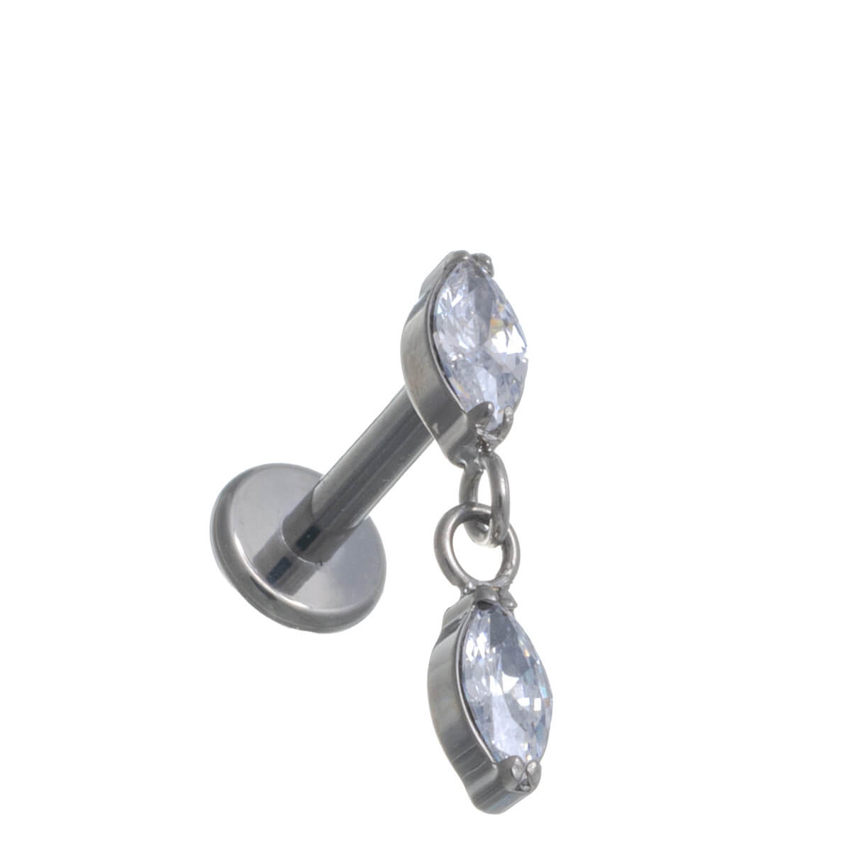 Titanarmband med dinglande zirkonia labret 1,2mm (Titan G23)