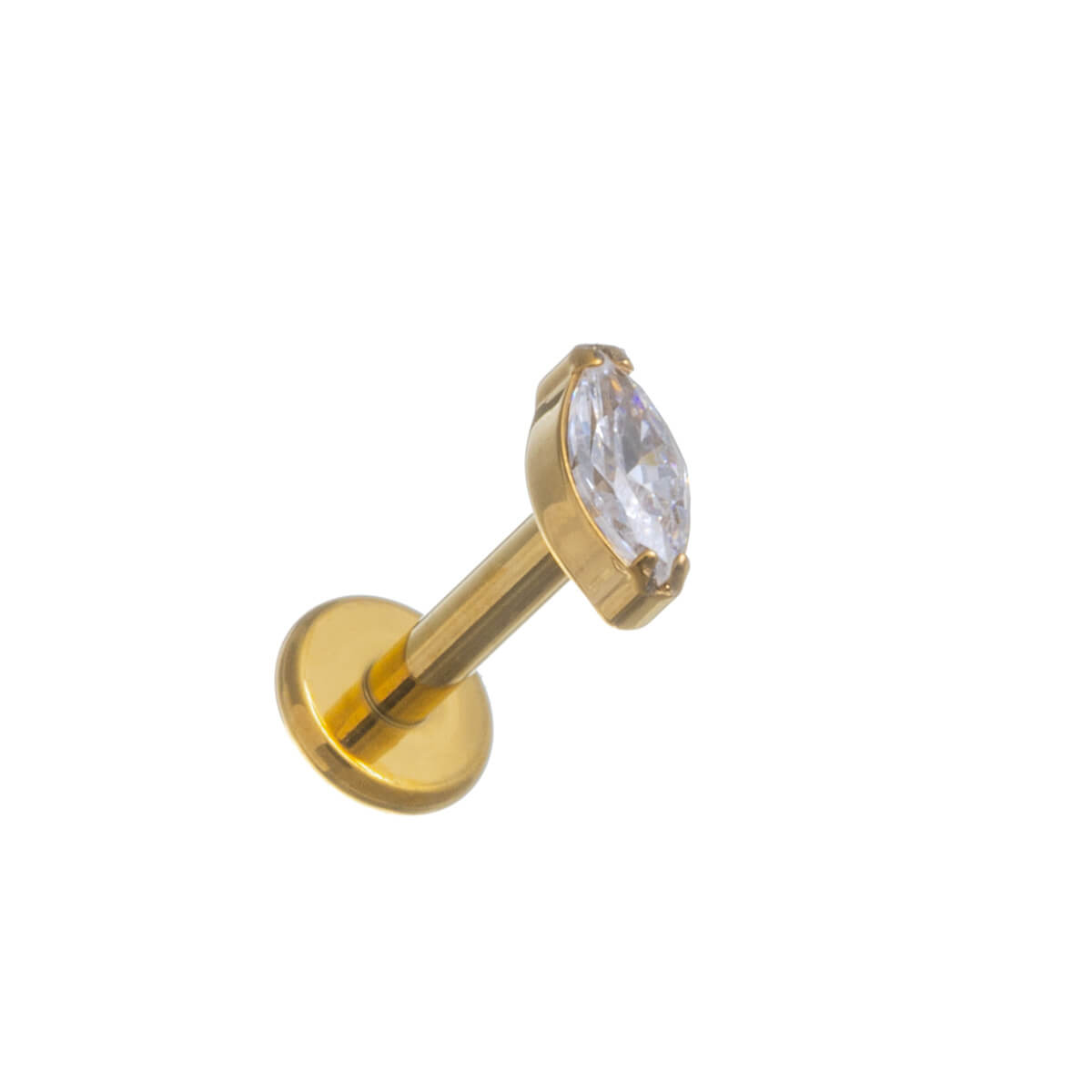 Armband i guldtitan med guldtitan marquise zirkonia labret 1,2 mm (PVD-titan G23)