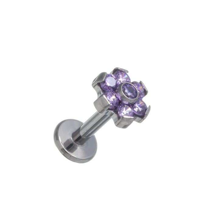 Zirkonia kivellinen kukka rustokoru titaani labret 1.2mm (Titaani G23)