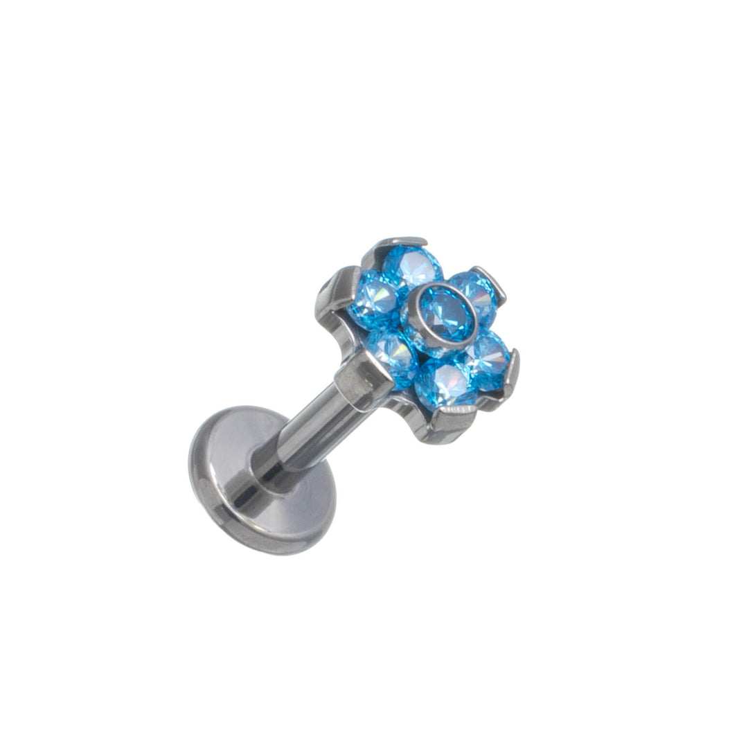 Zirkonia kivellinen kukka rustokoru titaani labret 1.2mm (Titaani G23)