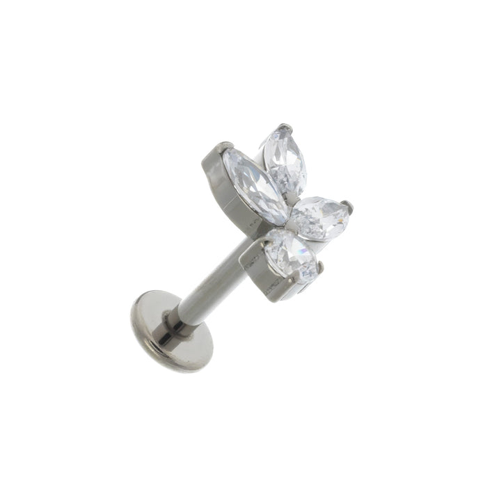 Titanarmband med marquise zirkonia stenar labret 1,2mm (Titan G23)