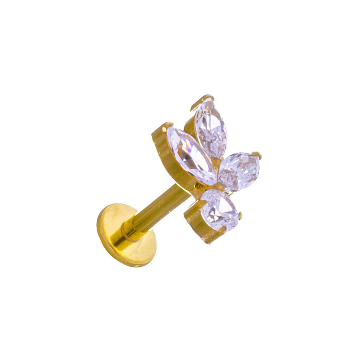 Titaani rustokoru markiisi zirkonia kivet labret 1.2mm (PVD Titaani G23)