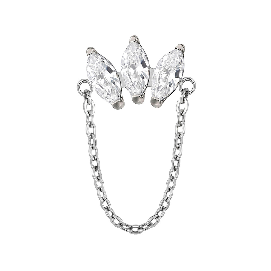 Kedja i titan med 3 marquise-formade zirkoner, 1,2 mm (Titan G23)