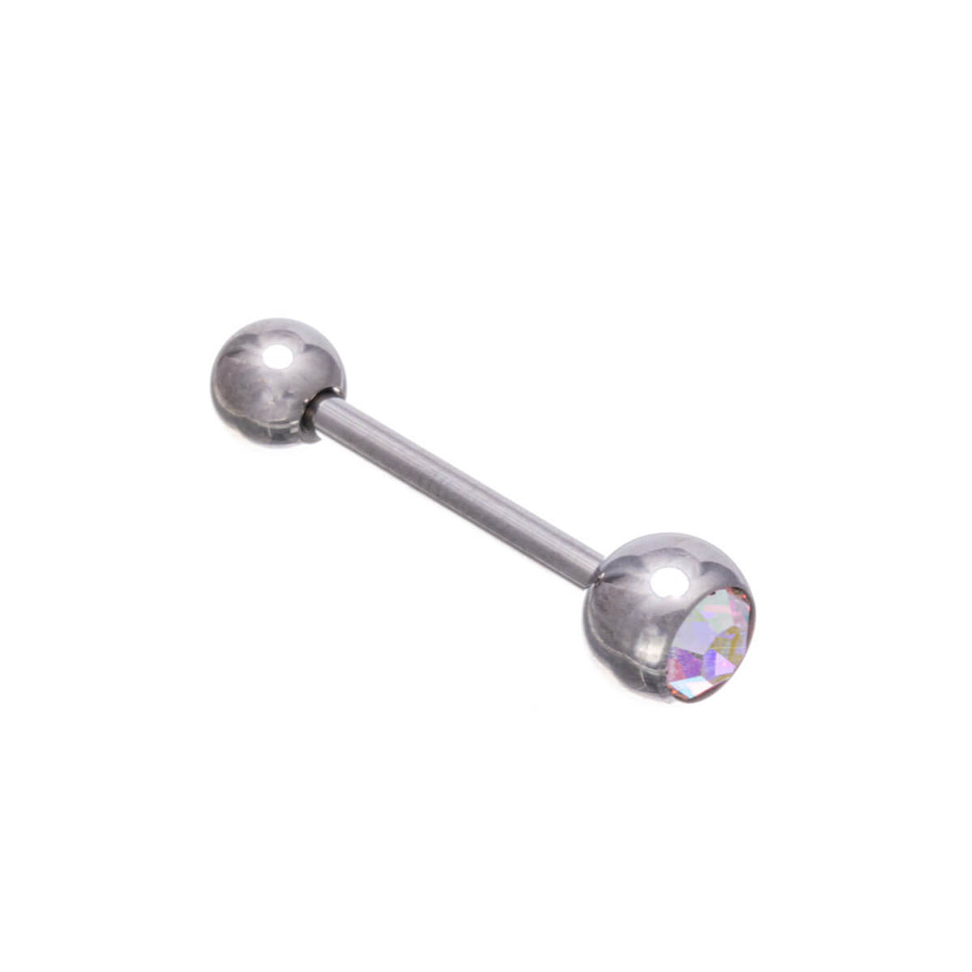 Titanium tongue stud with stone (Titanium G23)