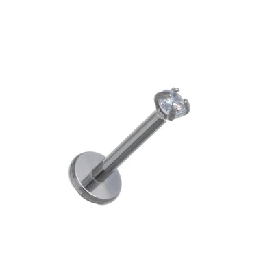 Titanium labret with zirconia stone push-in 0.8mm (Titanium G23)