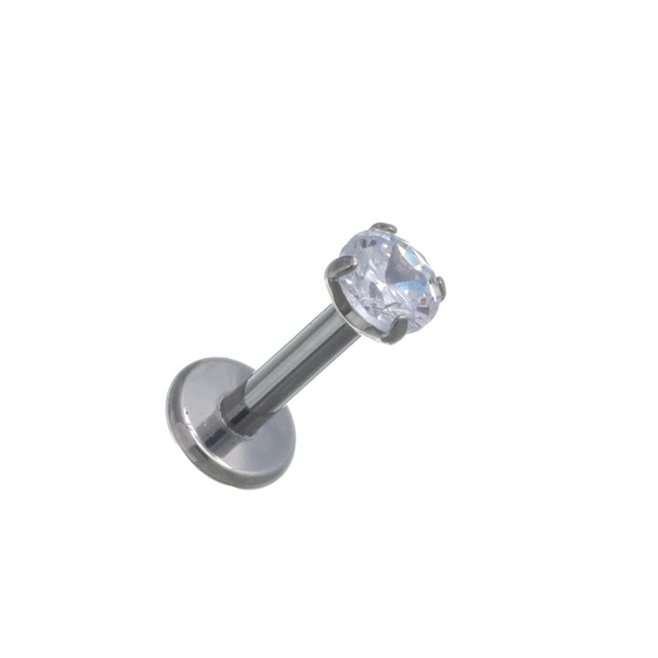 Labret zirkonia kivellinen huulikoru 1.2mm (Titaani G23)