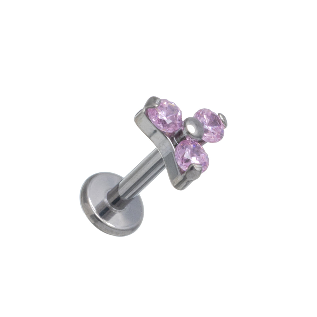 Kolmen zirkonia kiven kolmio rustokoru titaani labret 1.2mm (Titaani G23)