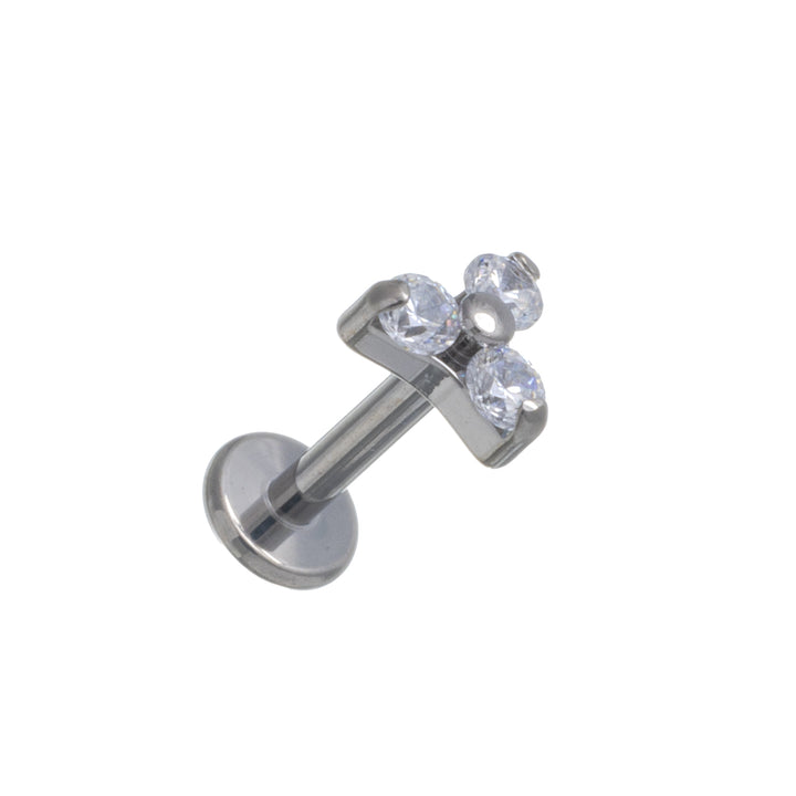 Kolmen zirkonia kiven kolmio rustokoru titaani labret 1.2mm (Titaani G23)