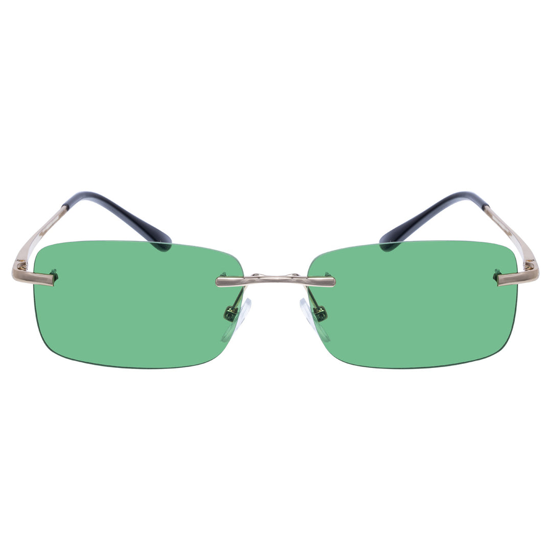 Low rectangular sunglasses without frames