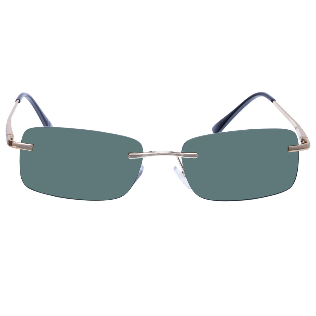 Low rectangular sunglasses without frames