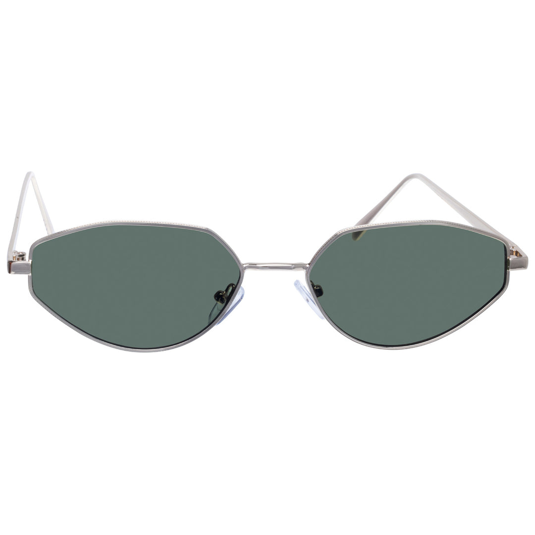 Angular oval sunglasses with metal frame