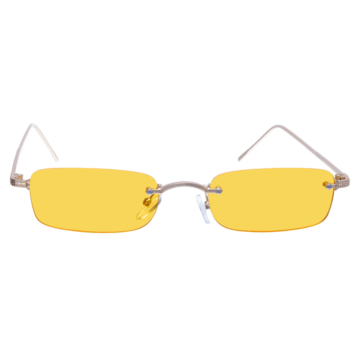 Low rectangular sunglasses without frames