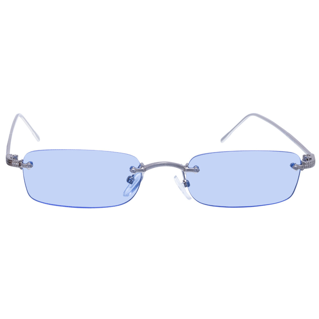 Low rectangular sunglasses without frames