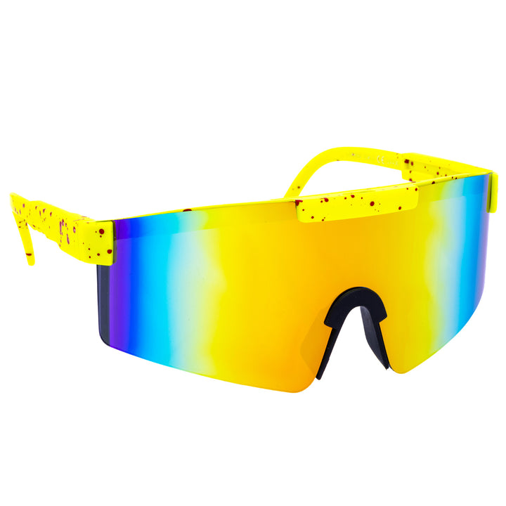 Sporty colorful sunglasses with mirrored lenses