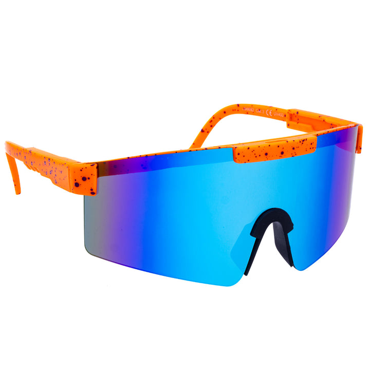 Sporty colorful sunglasses with mirrored lenses