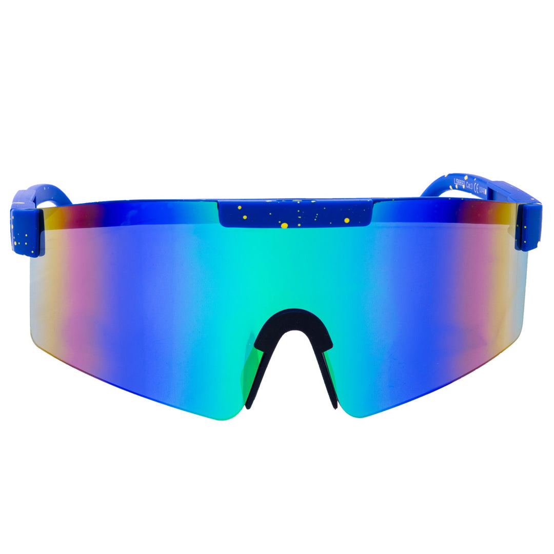 Sporty colorful sunglasses with mirrored lenses