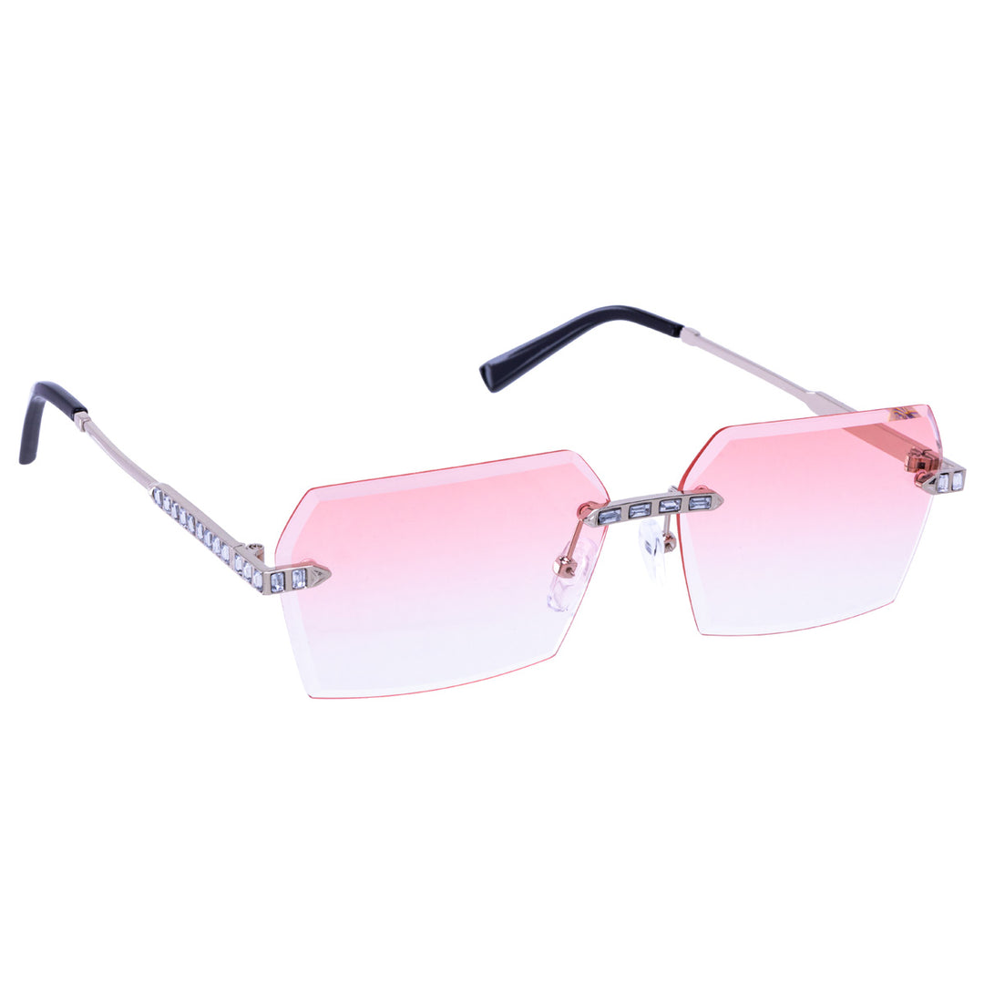 Sparkling rectangular sunglasses with frameless lenses