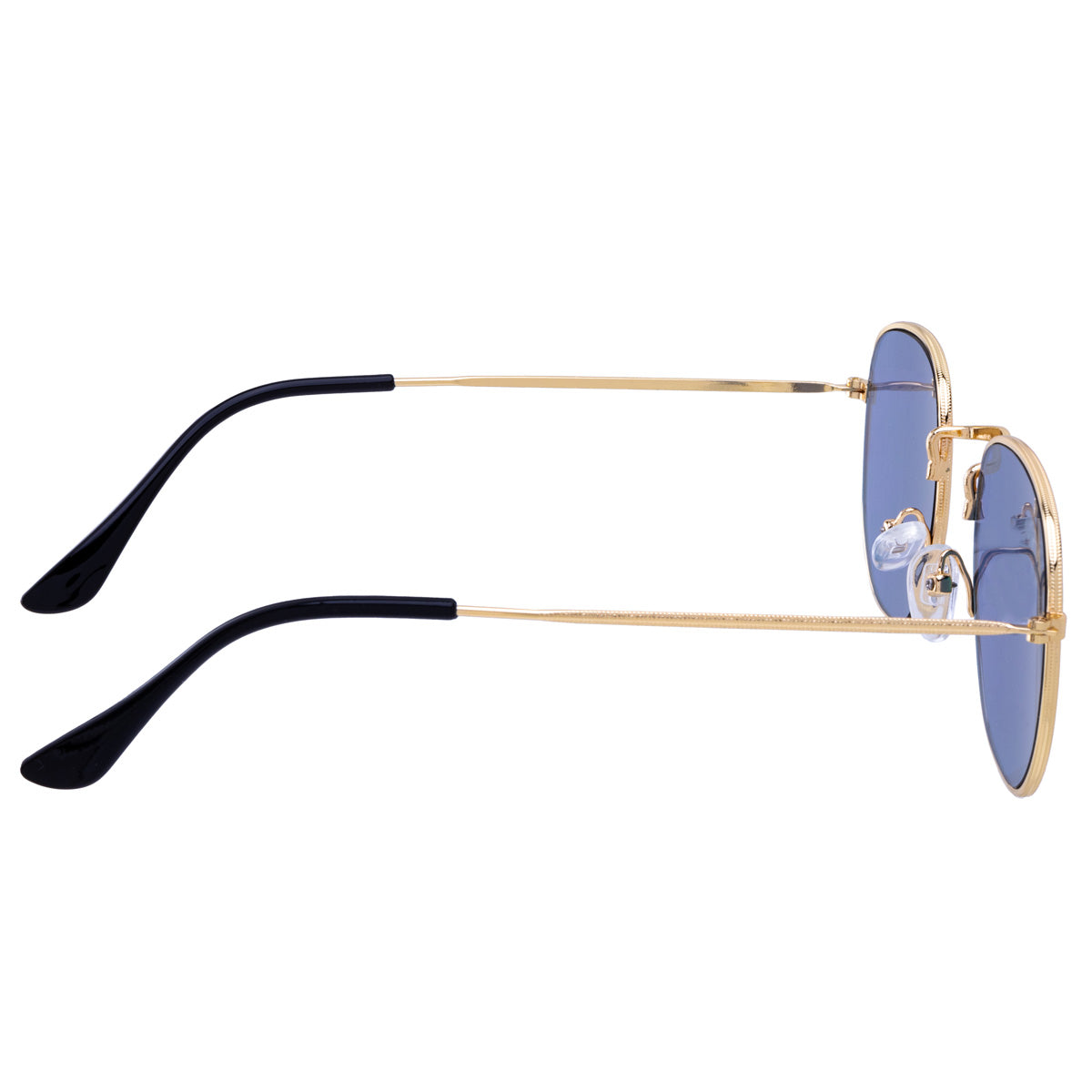 Runda solglasögon med spegelglas och metallbågar