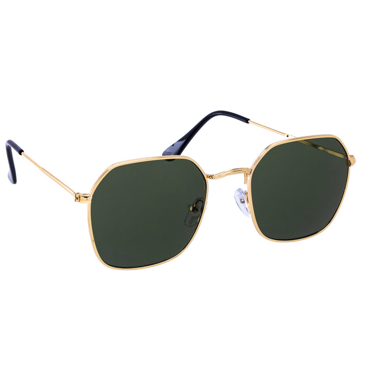 Angled sunglasses with metal frames