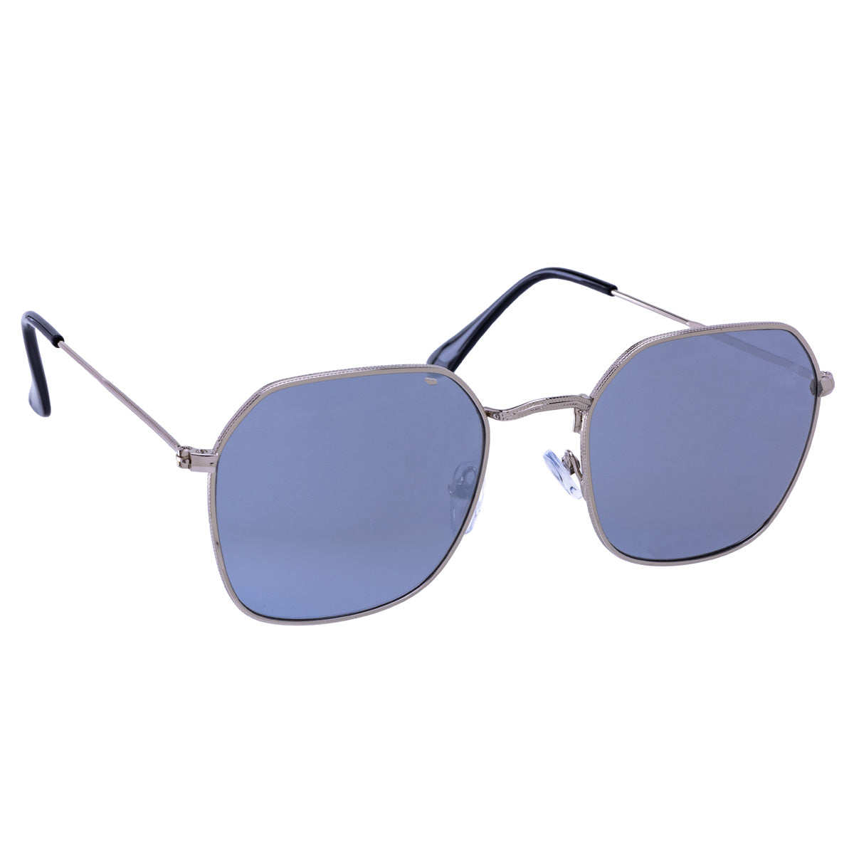 Angled sunglasses with metal frames