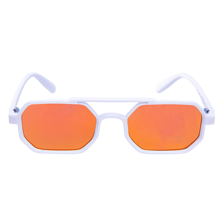 Angled rectangular sunglasses mirror lenses