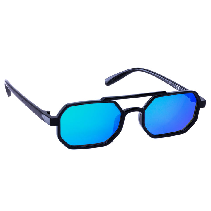 Angled rectangular sunglasses mirror lenses