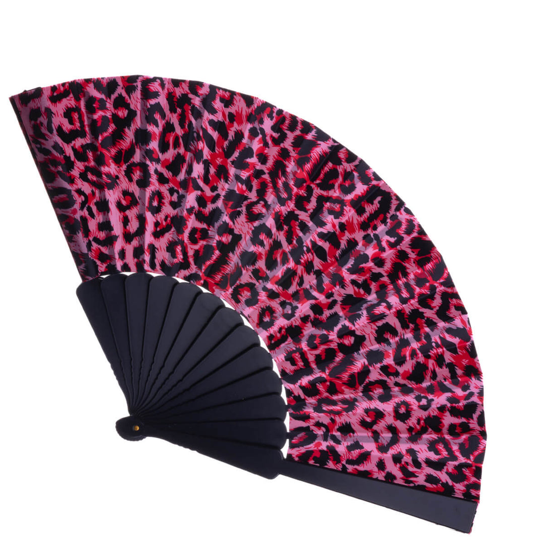 Plastic fan with leopard fabric