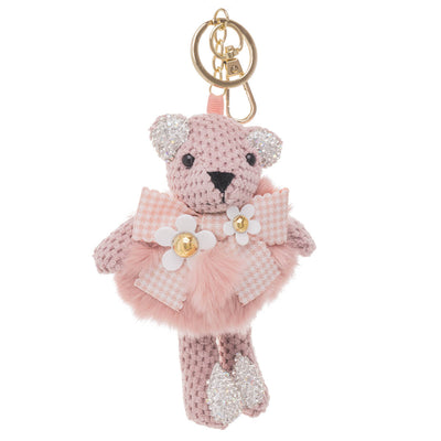 Glittery teddy bear keyring backpack 15cm